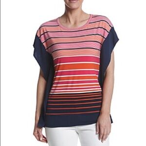 Sizes M, L MICHAEL Michael Kors Striped Contrast Top